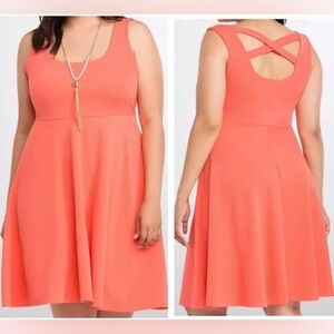 Coral back strap textured dress